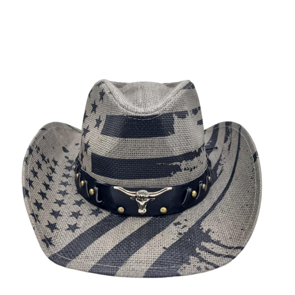 Cowboyhatt Blue medallion white