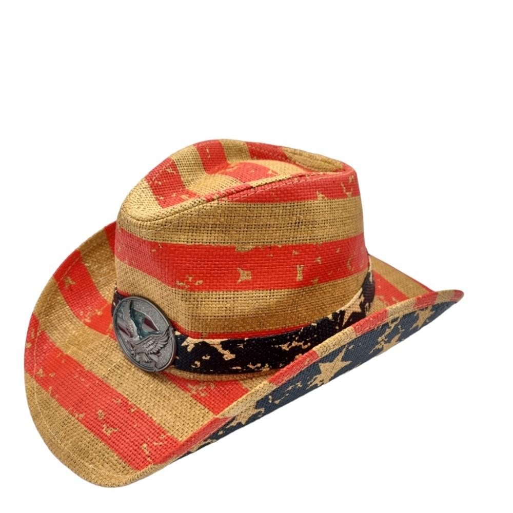 Cowboyhatt Blue medallion white