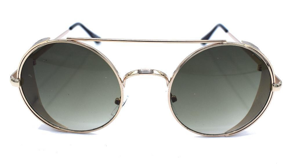 Fame runda solglasögon - Silver/grön