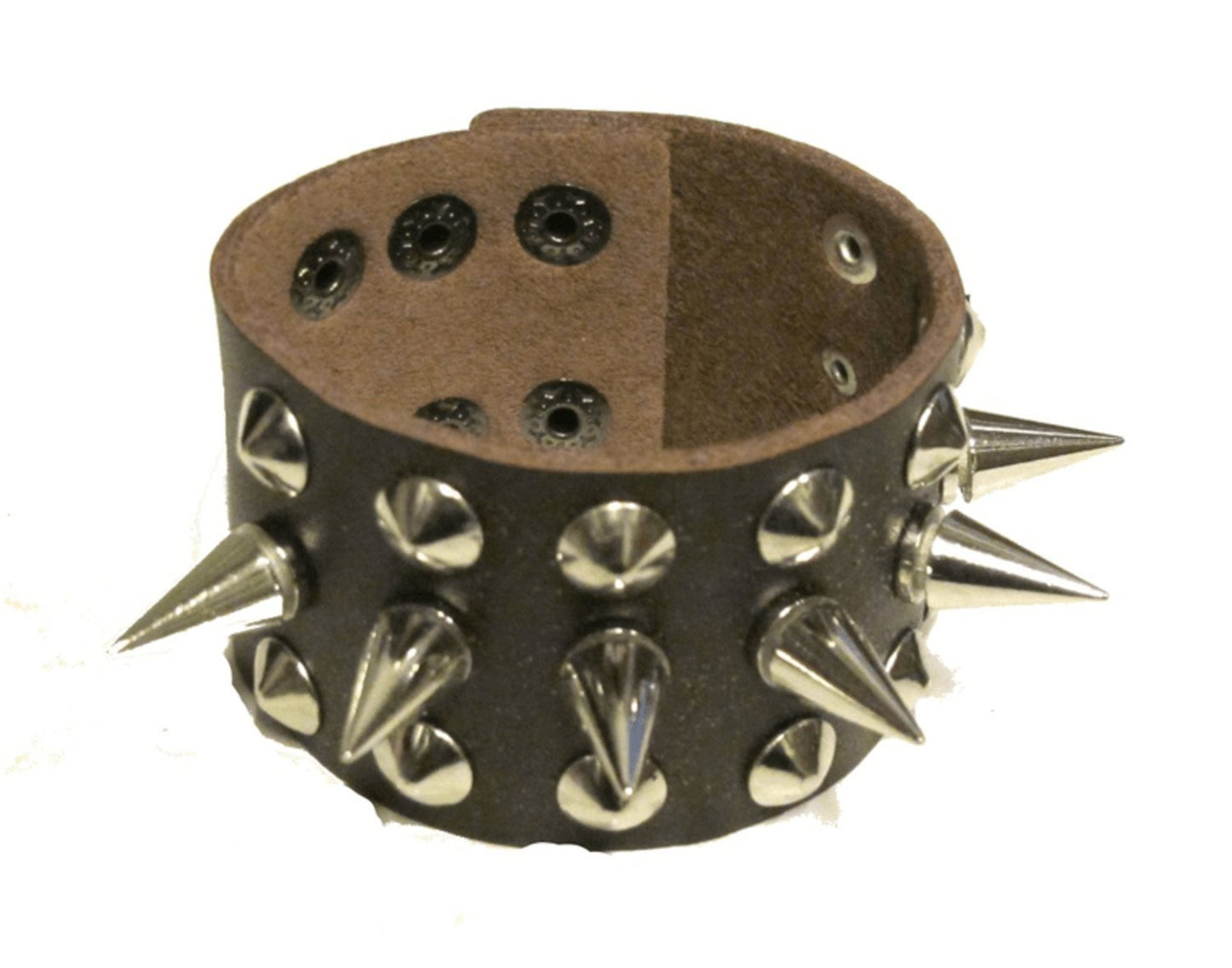 Läderarmband med runda och spikenitar
