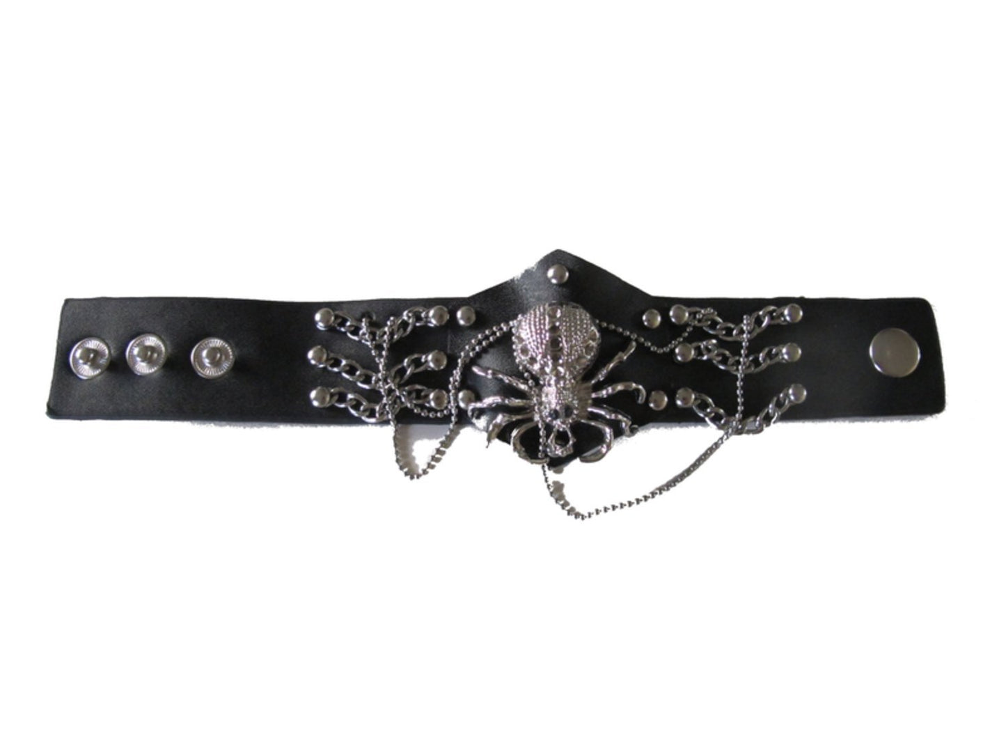 Läderarmband med spindel och kedjor
