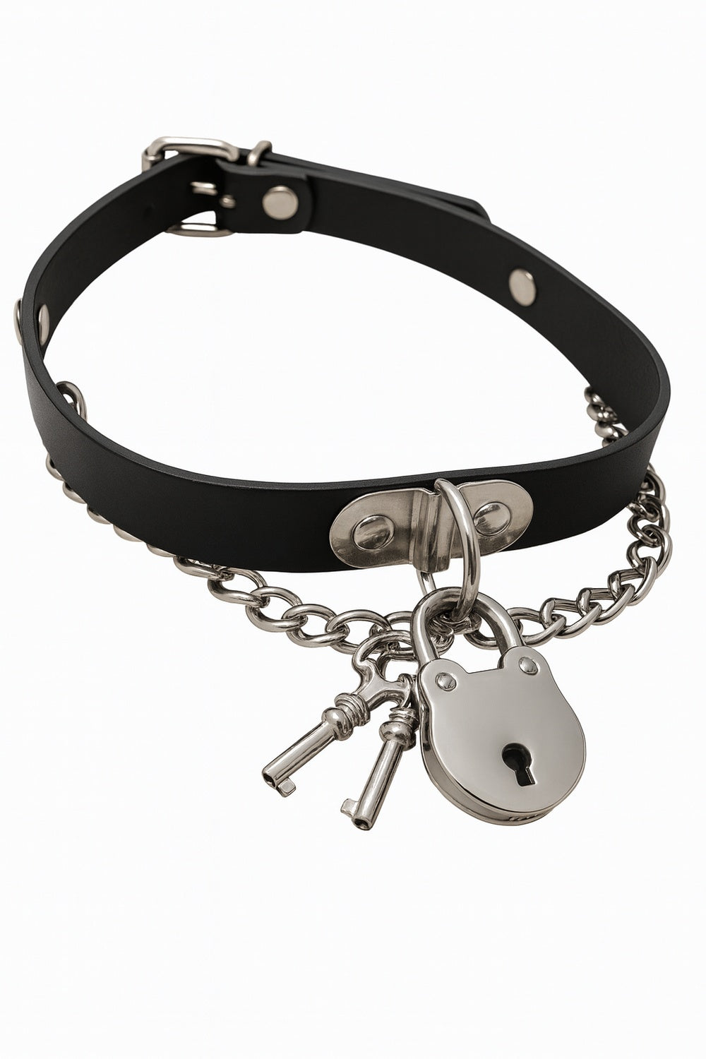 Svart choker med kedja och hänglås