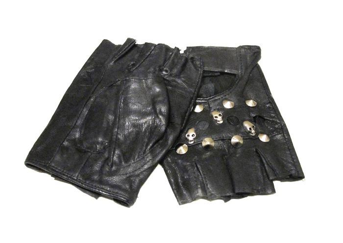 Leather Gloves - Skulls and round studs