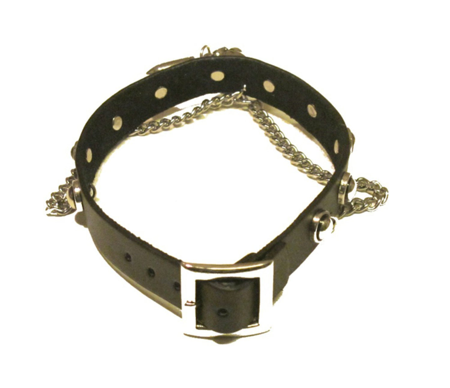 Rivet necklace with chains and rivets skull