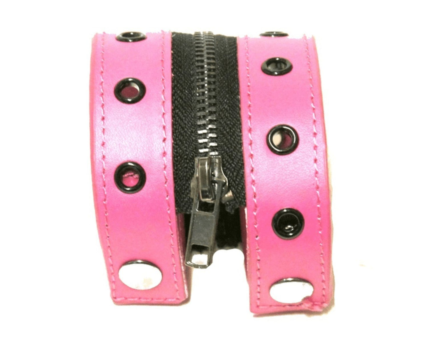 Rosa Läderarmband med dragkedja