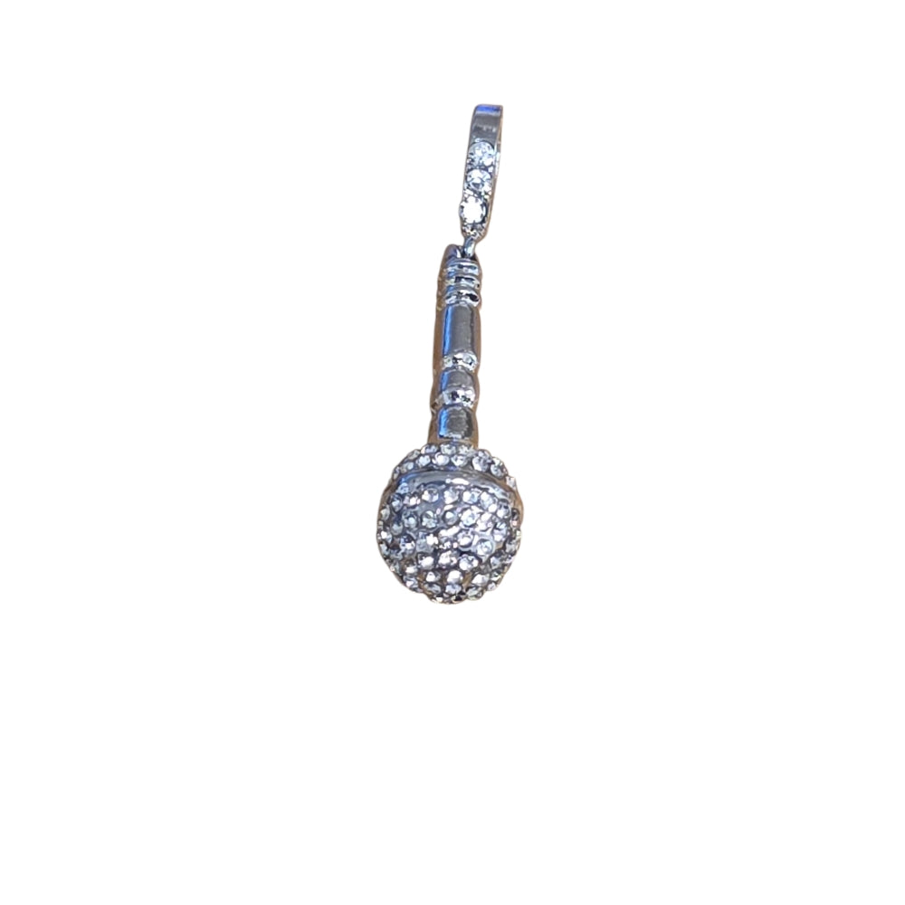 Silverfärgat Microfon Halsband med Strass