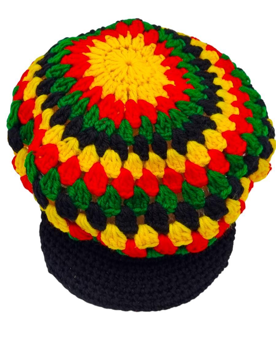 Stickad dreadlock mössa med skärm rasta