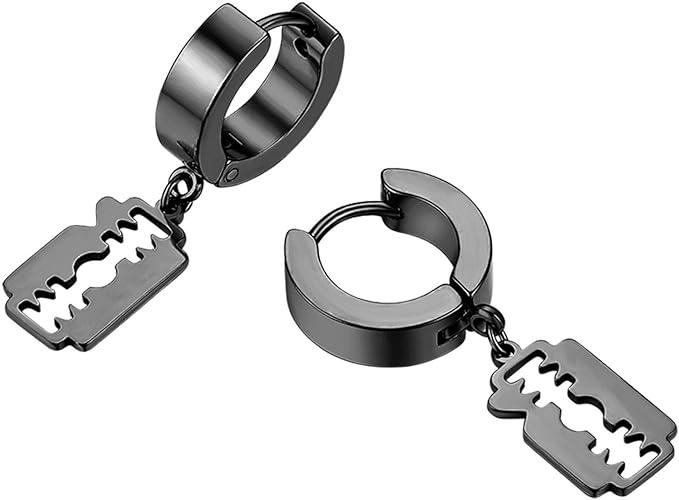 Svarta Razors örhängen ring - Hiprock