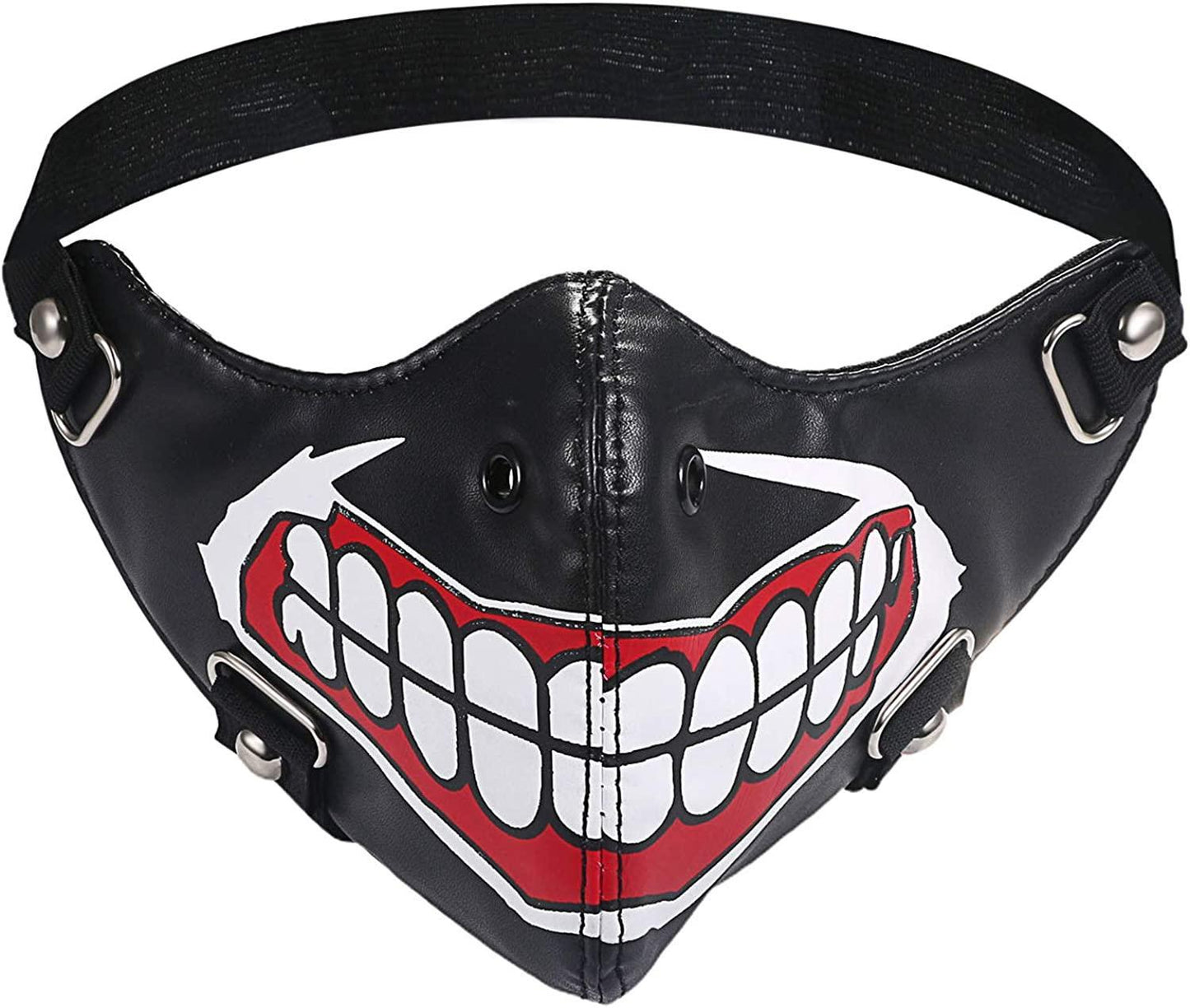 Svart halvmask läder mun med tänder