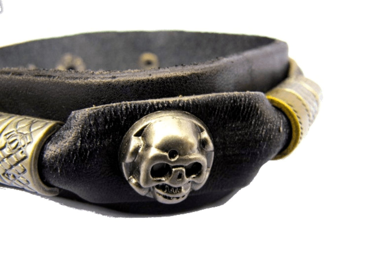 Svart läderarmband monster och ringar