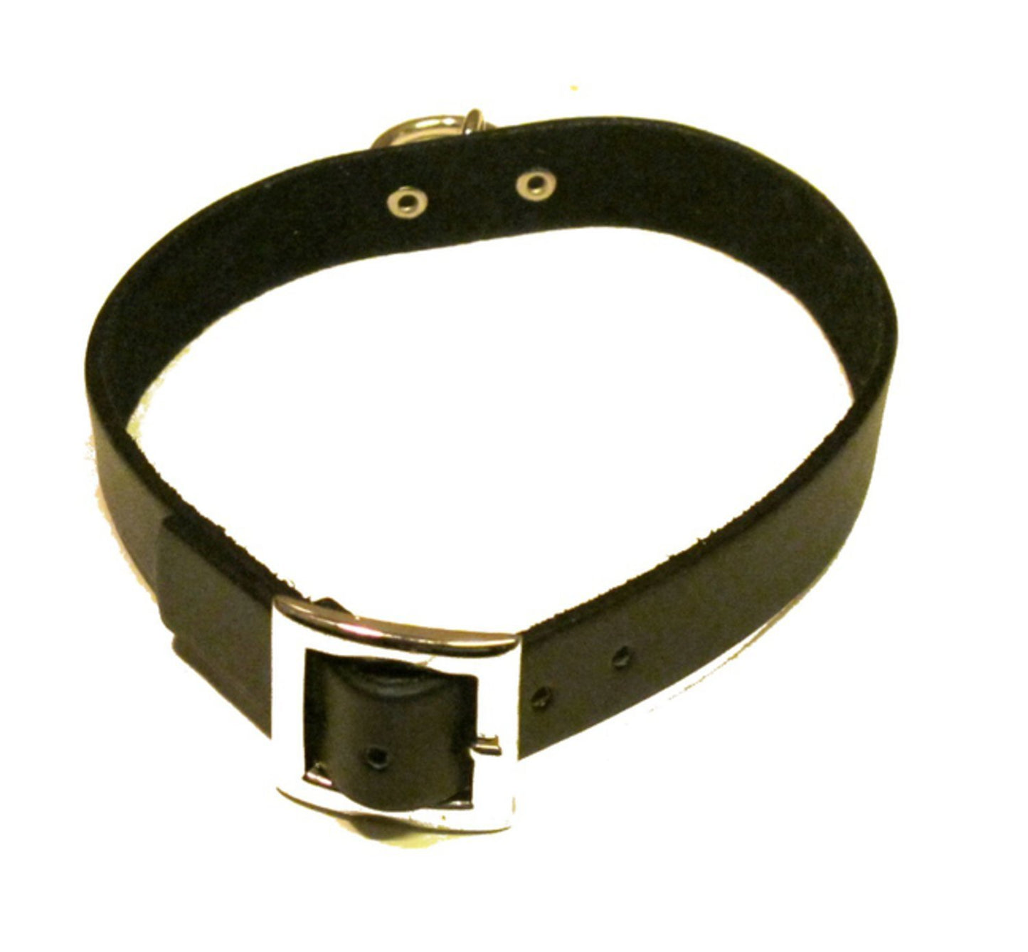 Svart läderhalsband med ring