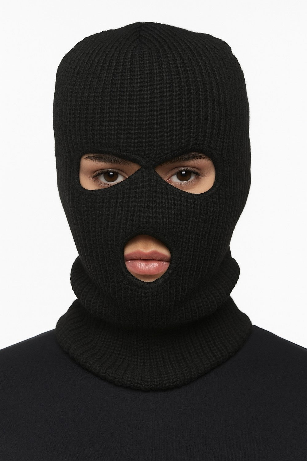 Blå Rånarluva – Stickad Balaclava med Attityd