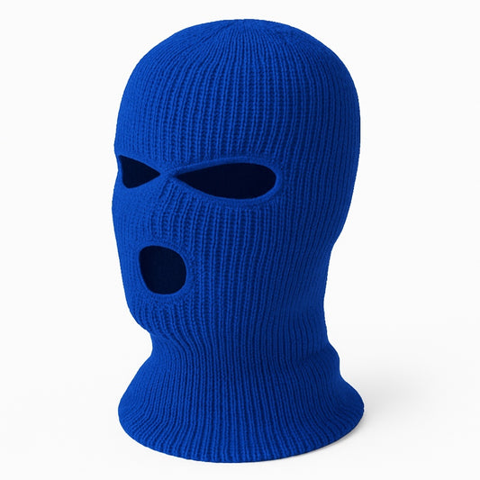 Blå Rånarluva – Stickad Balaclava med Attityd