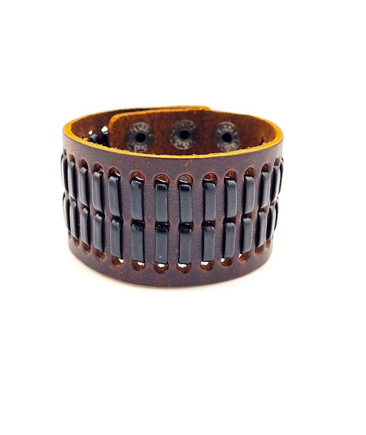 Brun och Svart läderarmband