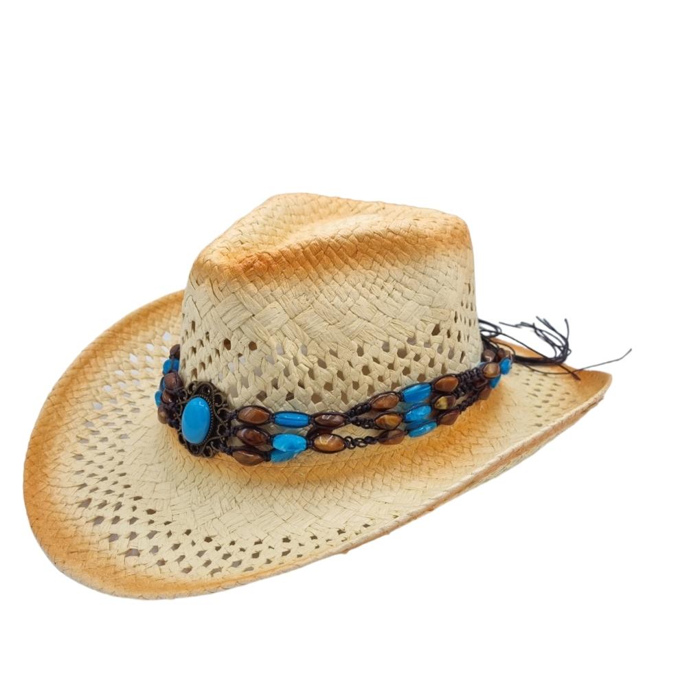 Cowboyhatt Blue medallion white
