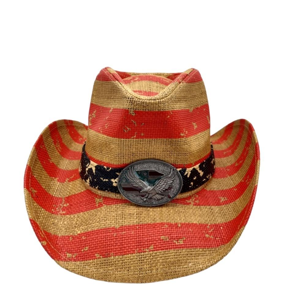Cowboyhatt Blue medallion white