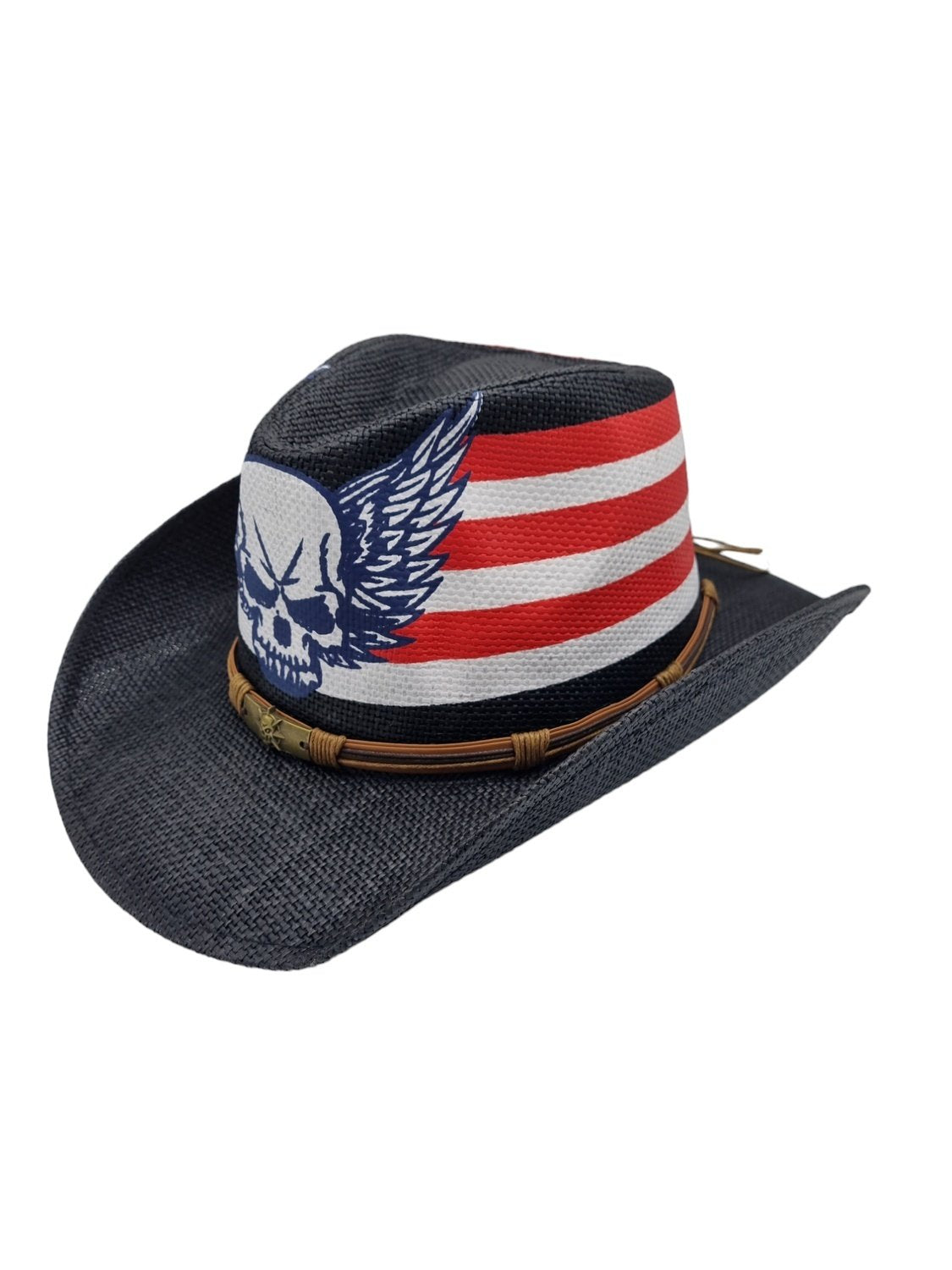 Cowboyhatt Blue medallion white