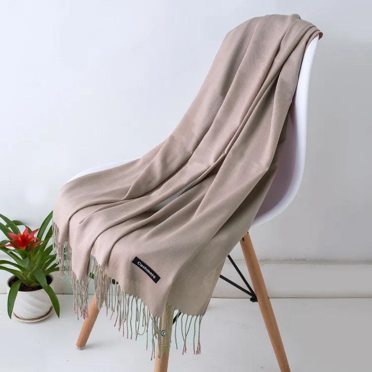 Grå/Beige - Imiterad kashmirsjal