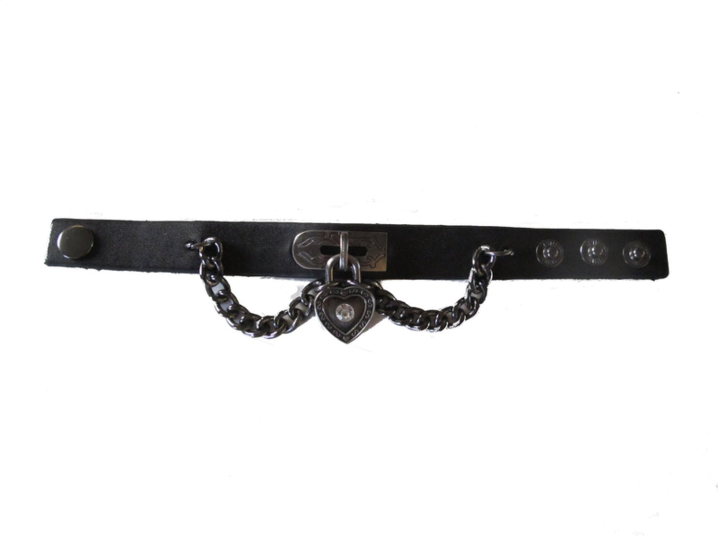 Läderarmband med hjärta och kedja