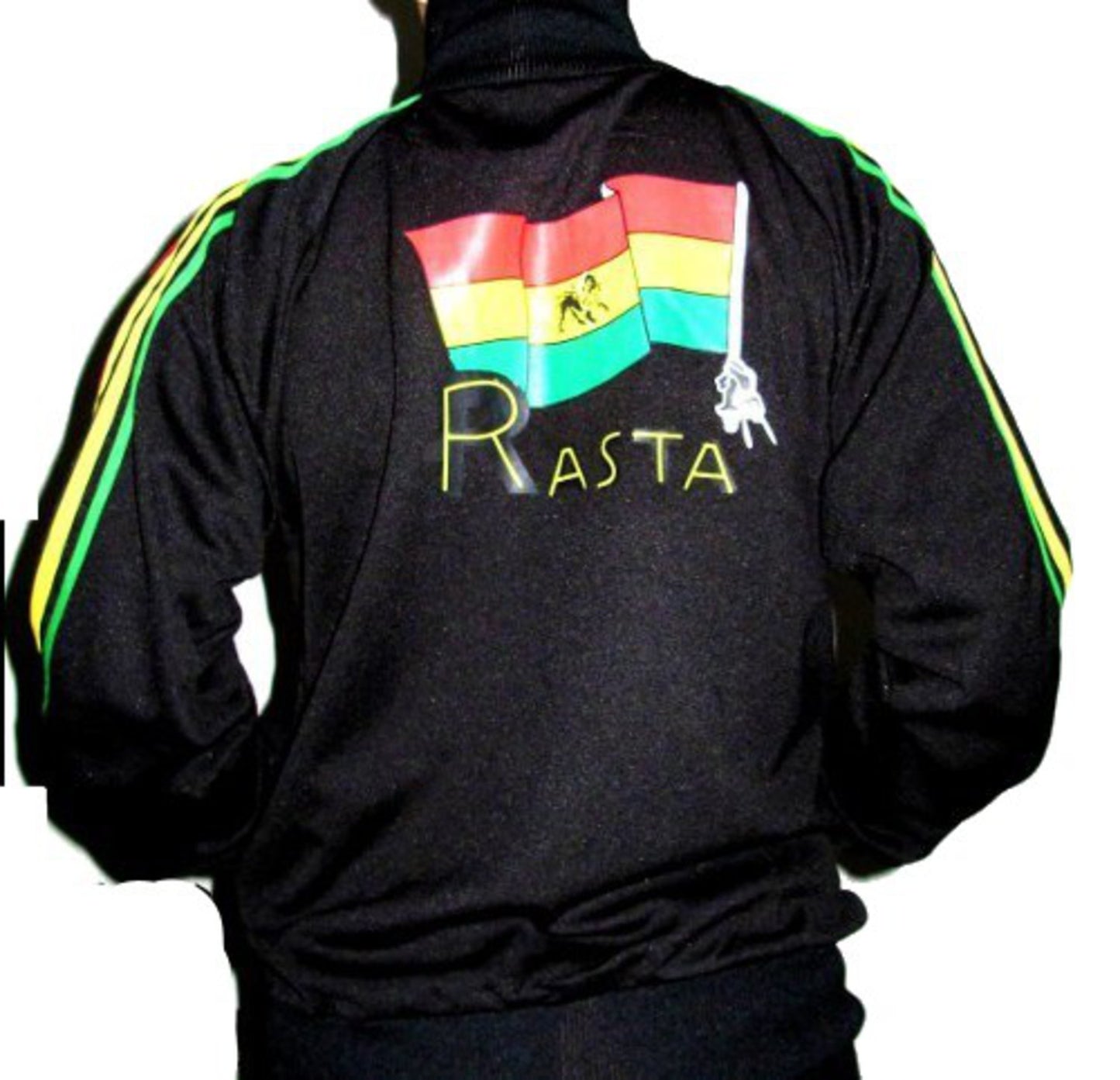 Rastatröja Dragkedja - Svart med Rastatryck