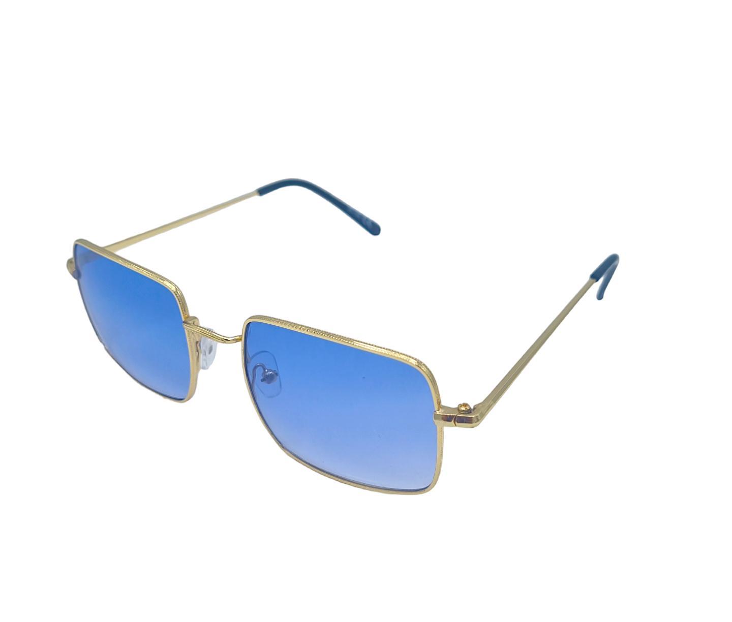 Rectangular Retro solglasögon - Gold/Blue