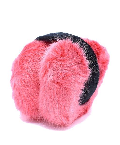 Rosa fluffiga öronmuffar - vikbar