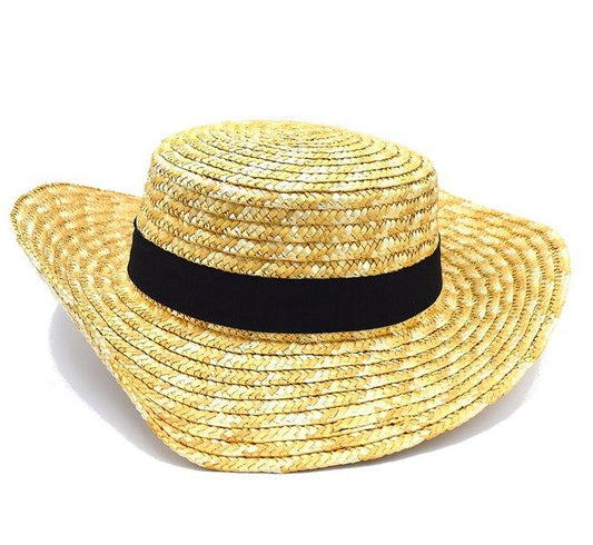 Solhatt med svart rem