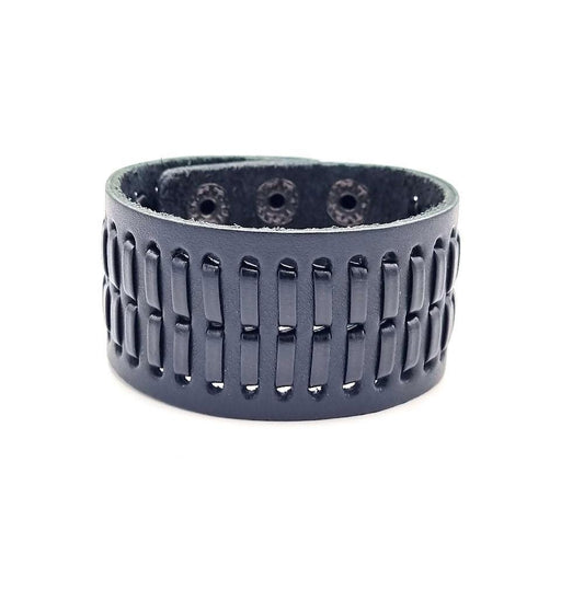 Svart Flätat läderarmband