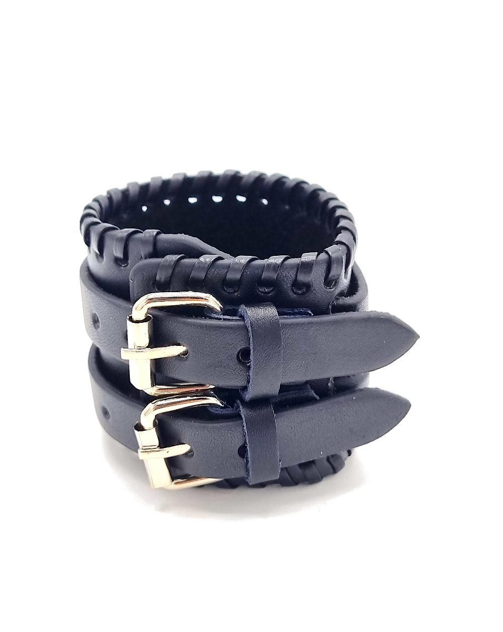Svart armband med dubbla spännen