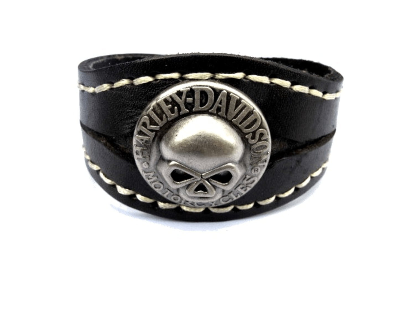 Svart läderarmband med döskalle
