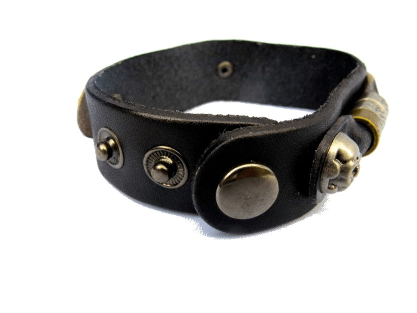 Svart läderarmband monster och ringar