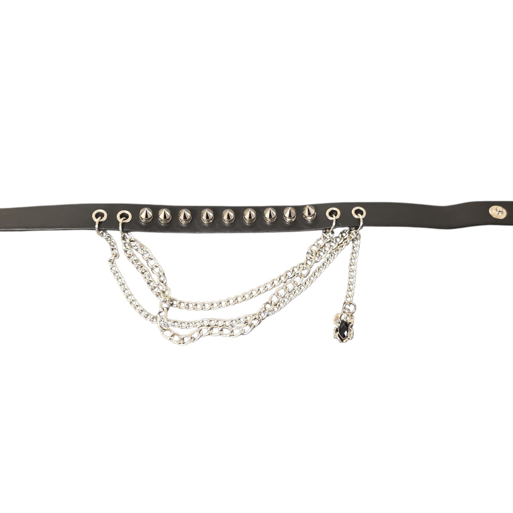 Svart nitchoker med kedjor och spindelberlock