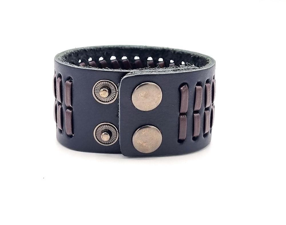 Svart och brun läderarmband